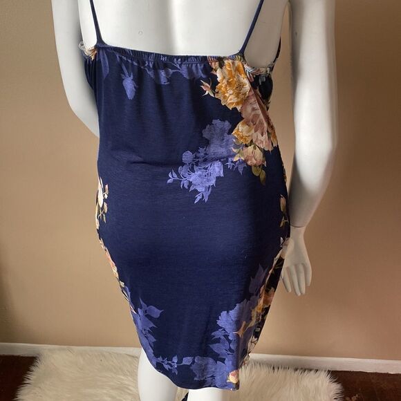 NWT Floral Navy Bodycon Asymmetrical Maxi Dress - Size 1X - Picture 9 of 11